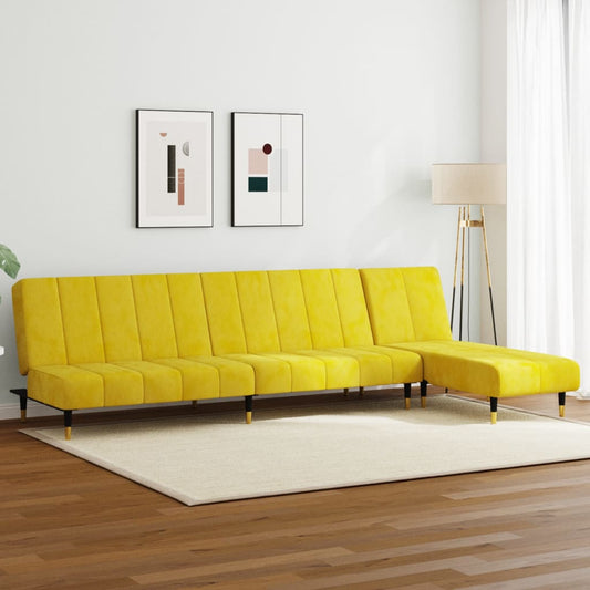 2 pcs conjunto de sofás veludo amarelo