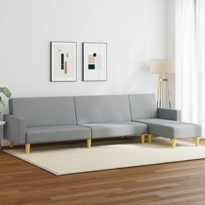 2 pcs conjunto de sofás tecido cinzento-claro