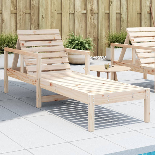 Sun lounger 199.5x62x55 cm solid pine wood