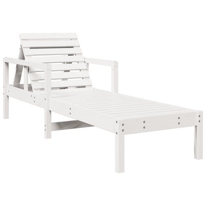Sun lounger 199.5x62x55 cm solid pine wood white