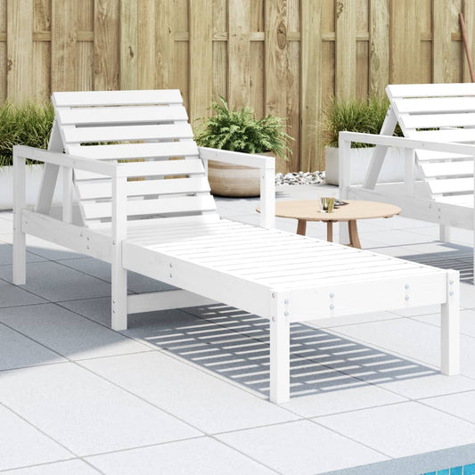 Sun lounger 199.5x62x55 cm solid pine wood white