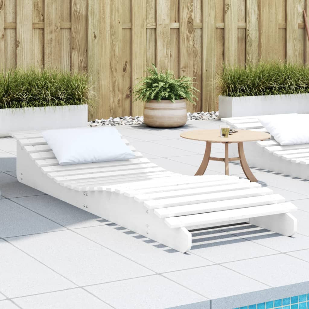 Sun lounger 205x60x31.5 cm solid pine wood white