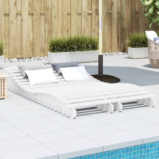 Sun loungers 2 pcs 205x60x31.5 cm solid pine white