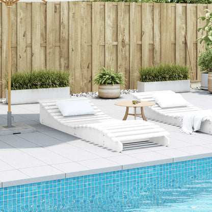 Sun lounger 205x70x31.5 cm solid pine wood white