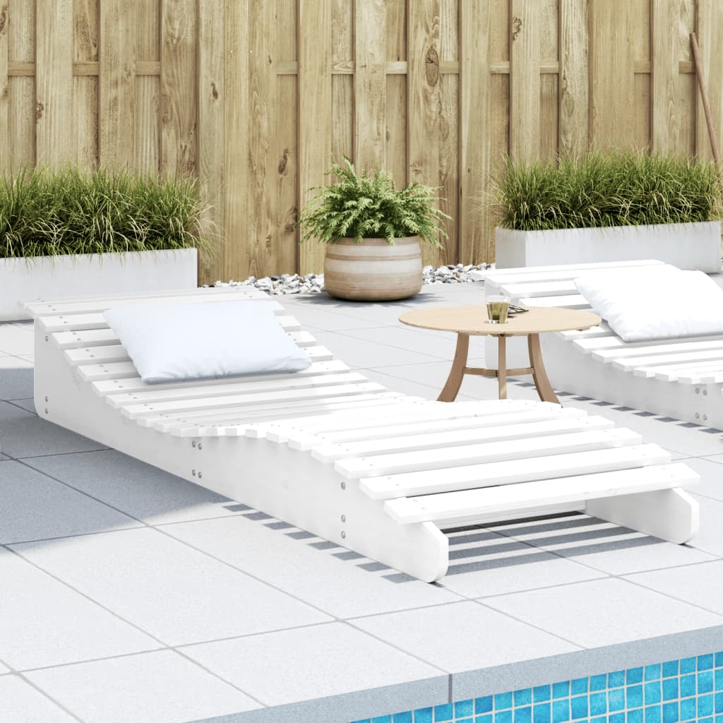 Sun lounger 205x70x31.5 cm solid pine wood white