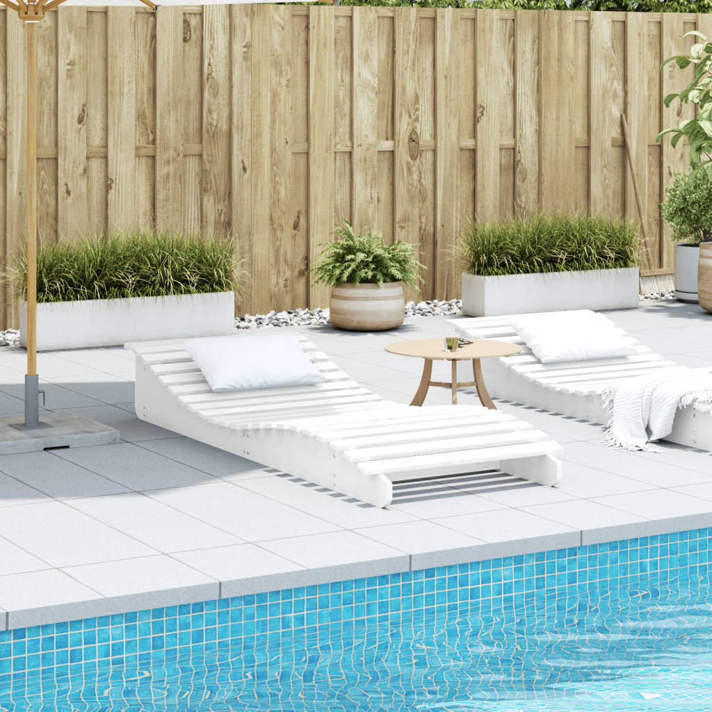 Sun lounger 205x80x31.5 cm solid pine wood white