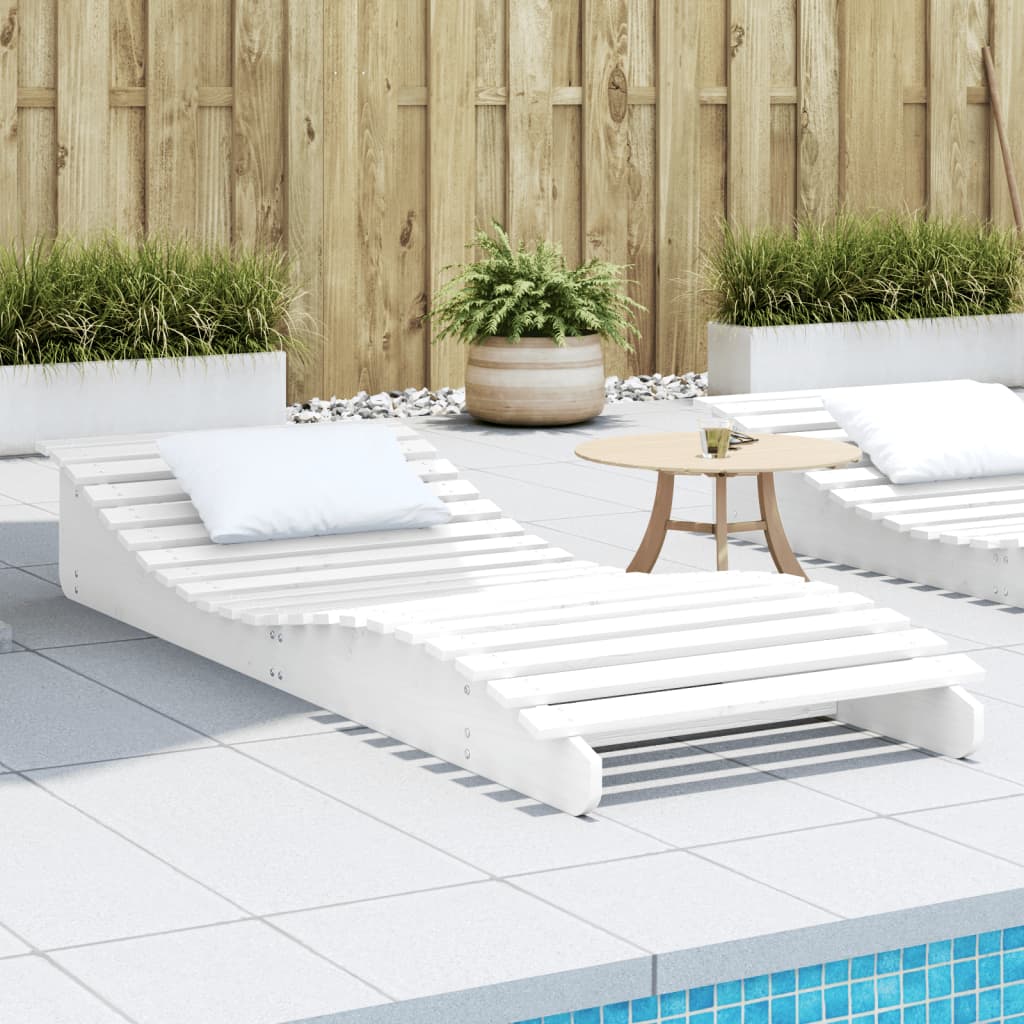 Sun lounger 205x80x31.5 cm solid pine wood white