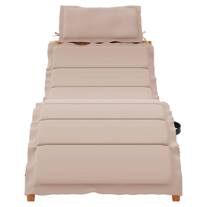 Sun lounger with solid acacia cushion in taupe