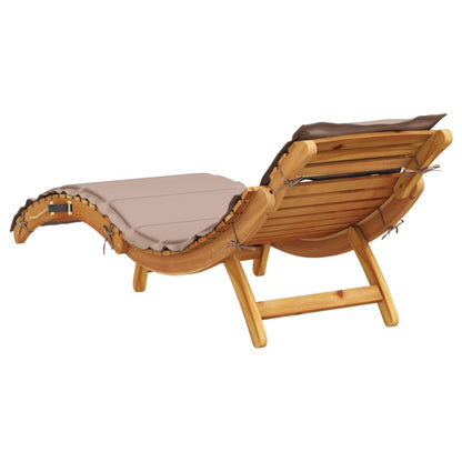 Sun lounger with solid acacia cushion in taupe
