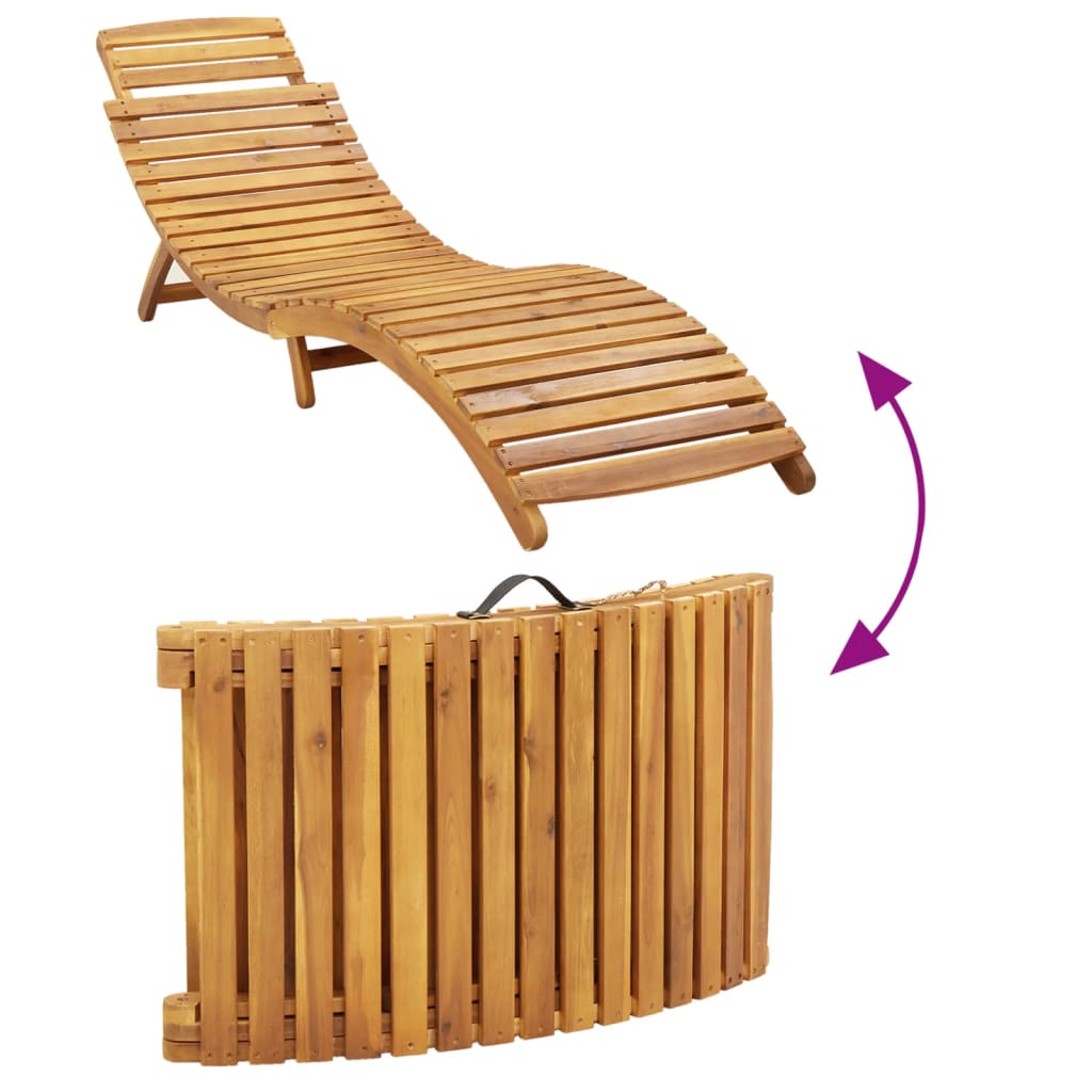 Sun lounger with solid acacia cushion in taupe