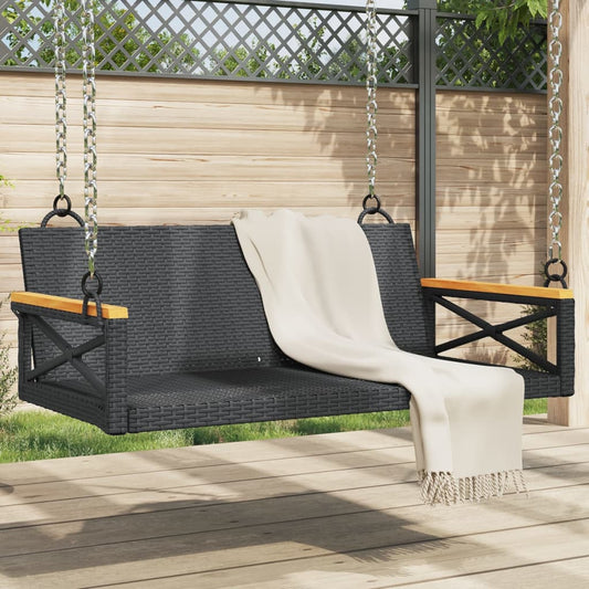 Swing bench 109x62x40 cm black PE wicker