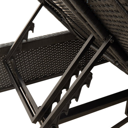 Double sun lounger with cushions in black poly rattan