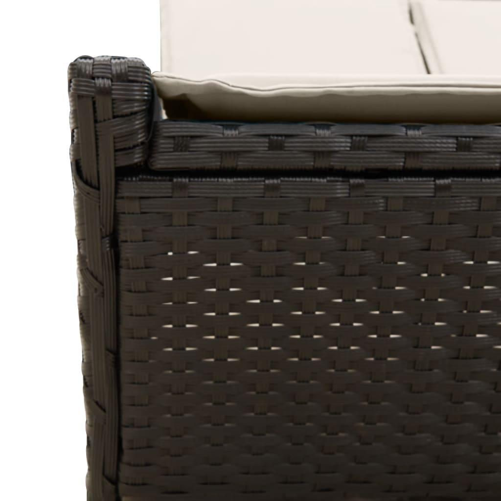 Double sun lounger with cushions in black poly rattan