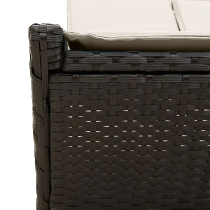 Double sun lounger with cushions in black poly rattan