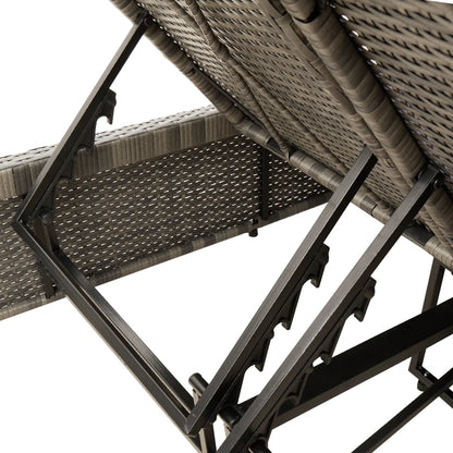 Double sun lounger with cushions in grey poly rattan