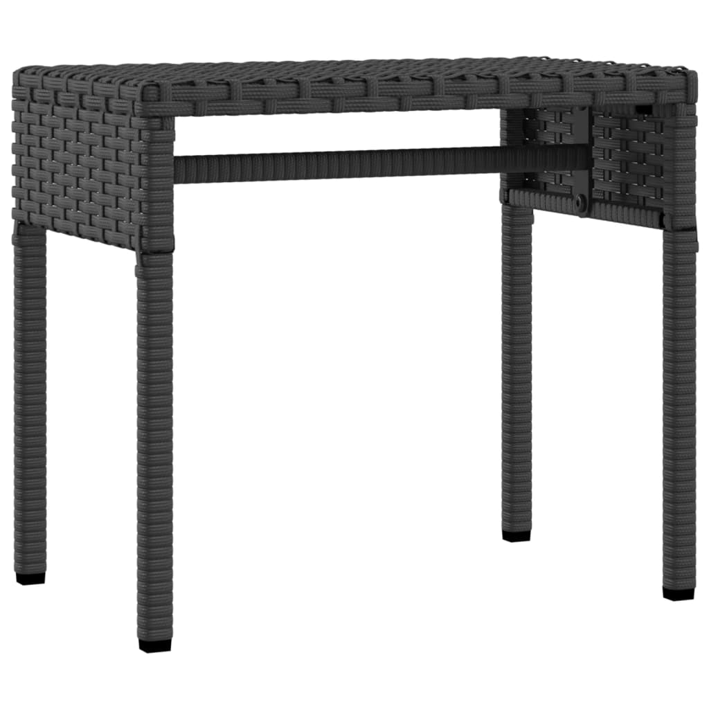 Sun lounger with canopy and table in black PE wicker