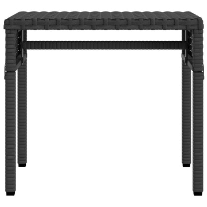 Sun lounger with canopy and table in black PE wicker
