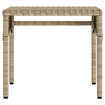 Sun lounger with canopy and table in beige PE wicker