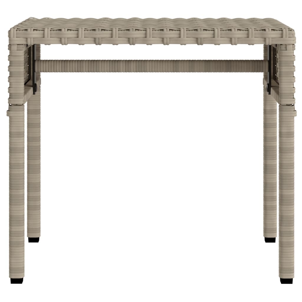 Sun lounger with canopy and table in light grey PE wicker