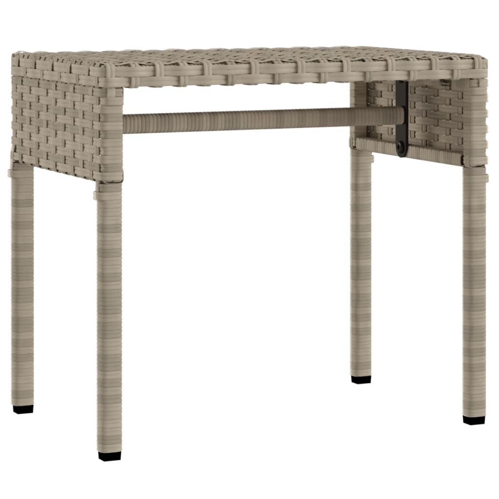 Sun lounger with canopy and table in light grey PE wicker