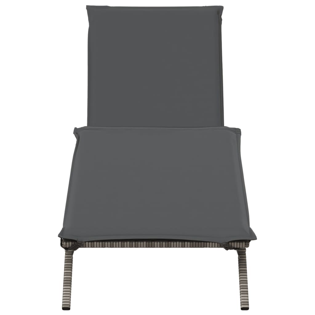 Grey PE wicker sun lounger with cushion