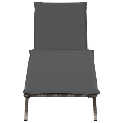 Grey PE wicker sun lounger with cushion