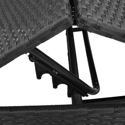 Sun loungers with table 2 pcs black PE rattan