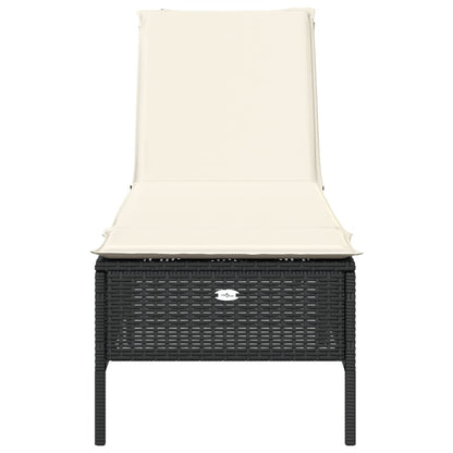 Black PE wicker sun lounger with cushion