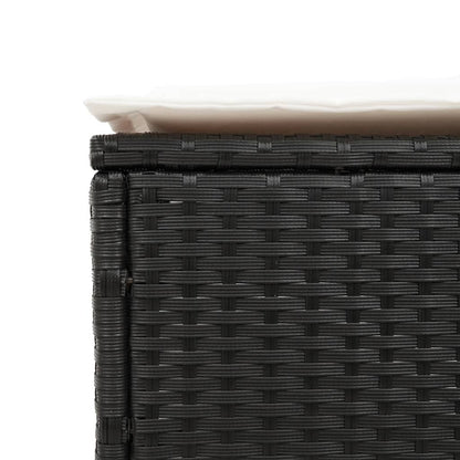 Black PE wicker sun lounger with cushion