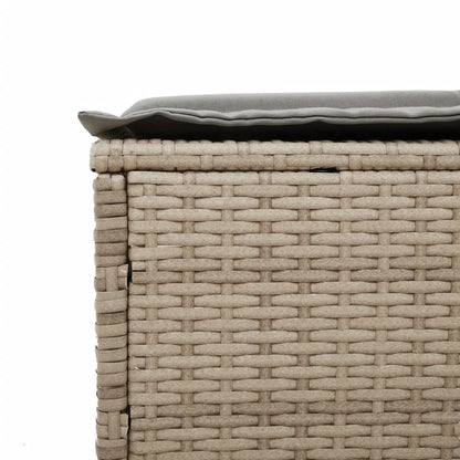 Beige PE wicker sun lounger with cushion