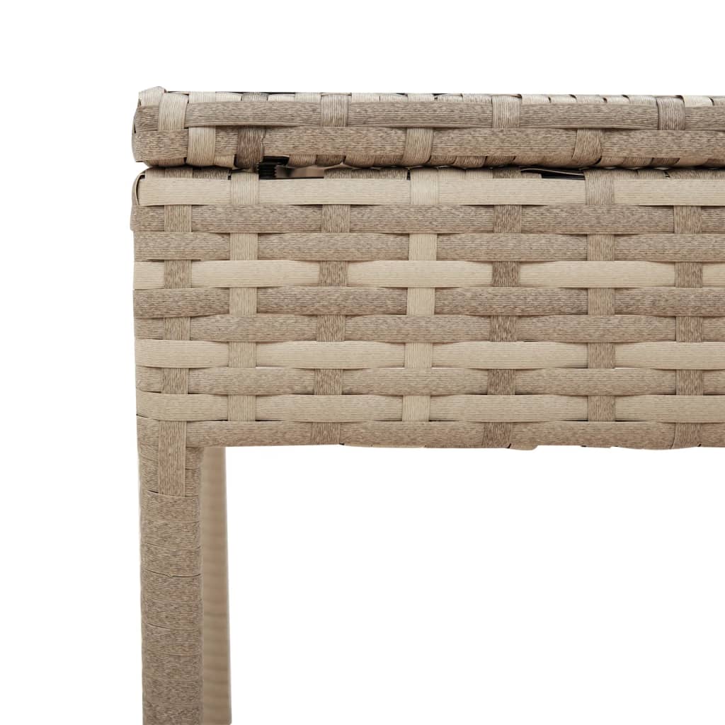 Sun lounger with table and cushion in beige PE wicker