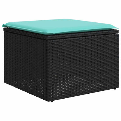 7 pcs conjunto de sofás p/ jardim c/ almofadões vime PE preto