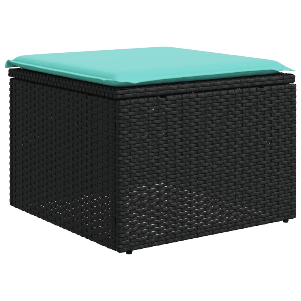 10 pcs conjunto de sofás p/ jardim c/ almofadões vime PE preto