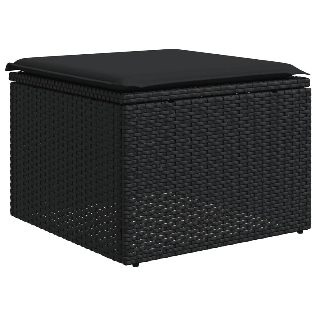 10 pcs conjunto sofás de jardim c/ almofadões vime PE preto