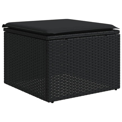 10 pcs conjunto sofás de jardim c/ almofadões vime PE preto