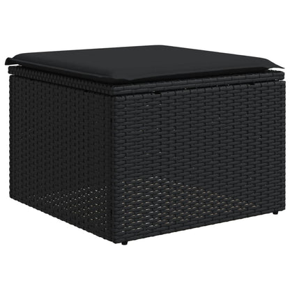 10 pcs conjunto sofás de jardim c/ almofadões vime PE preto