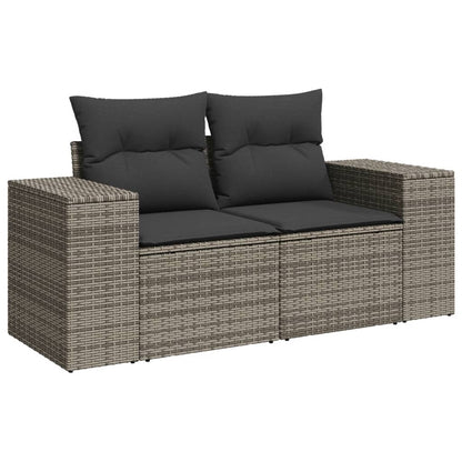 10 pcs conjunto sofás de jardim c/ almofadões vime PE cinzento