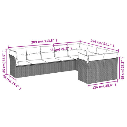 10 pcs conjunto sofás de jardim c/ almofadões vime PE preto