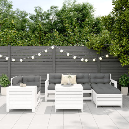 7 pcs conjunto de sofás para jardim pinho maciço branco