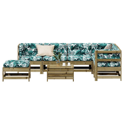 8 pcs conjunto lounge de jardim c/ almofadões pinho impregnado
