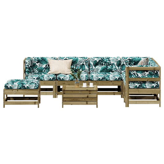 8 pcs conjunto lounge de jardim c/ almofadões pinho impregnado