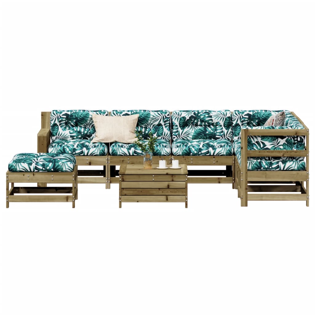 8 pcs conjunto lounge de jardim c/ almofadões pinho impregnado