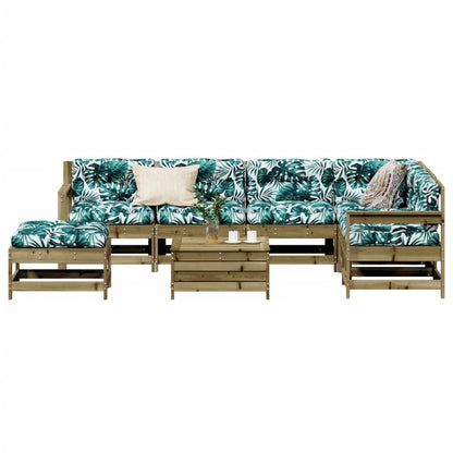8 pcs conjunto lounge de jardim c/ almofadões pinho impregnado