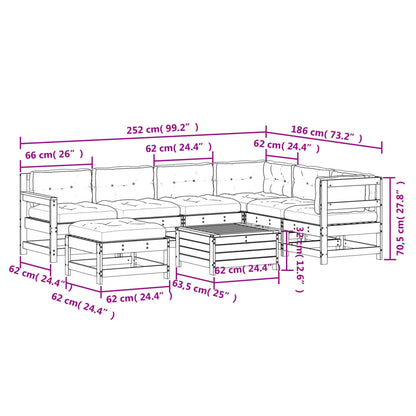 8 pcs conjunto lounge de jardim c/ almofadões pinho impregnado