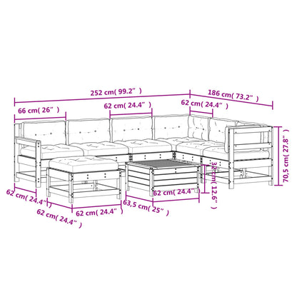 8 pcs conjunto lounge de jardim c/ almofadões pinho impregnado