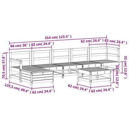 7 pcs conjunto lounge de jardim pinho maciço