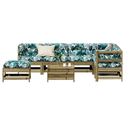 8 pcs conjunto lounge de jardim c/ almofadões pinho impregnado