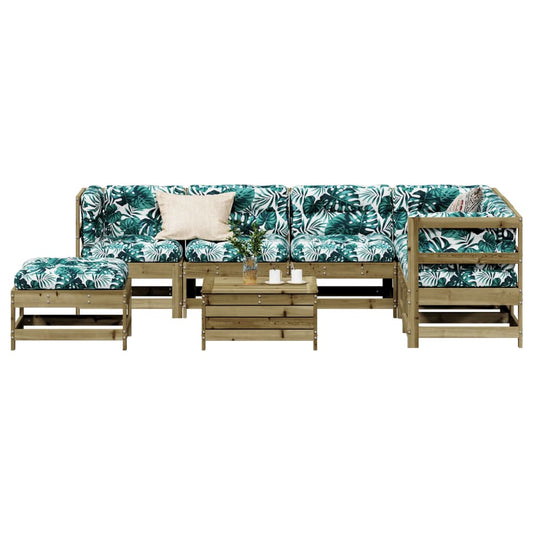 8 pcs conjunto lounge de jardim c/ almofadões pinho impregnado