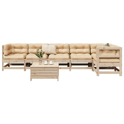 7 pcs conjunto de sofás para jardim madeira de pinho maciça
