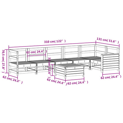 7 pcs conjunto de sofás para jardim pinho maciço branco